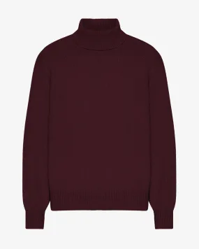 Merino Wool Turtleneck - Oxblood Red