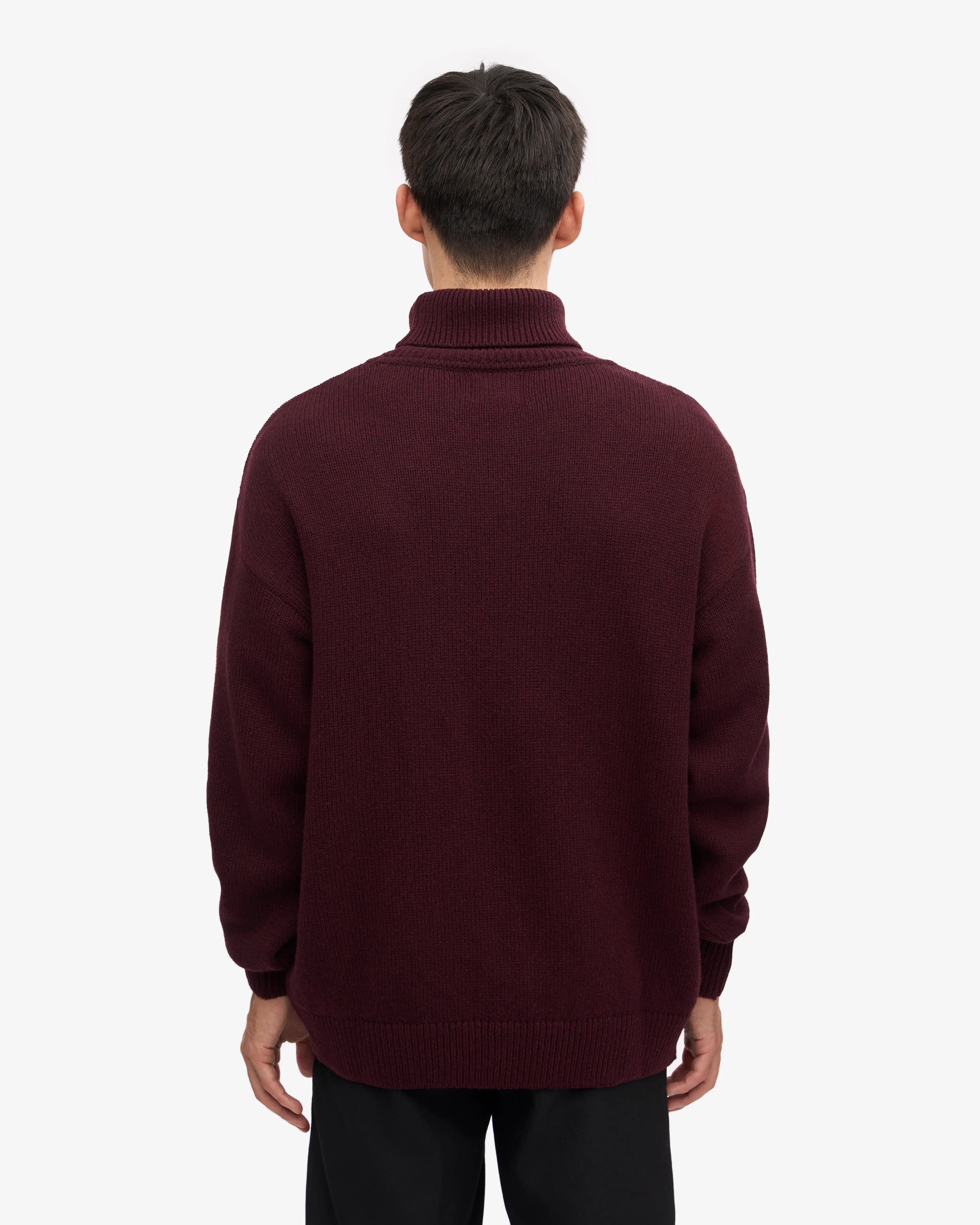 Merino Wool Turtleneck - Oxblood Red