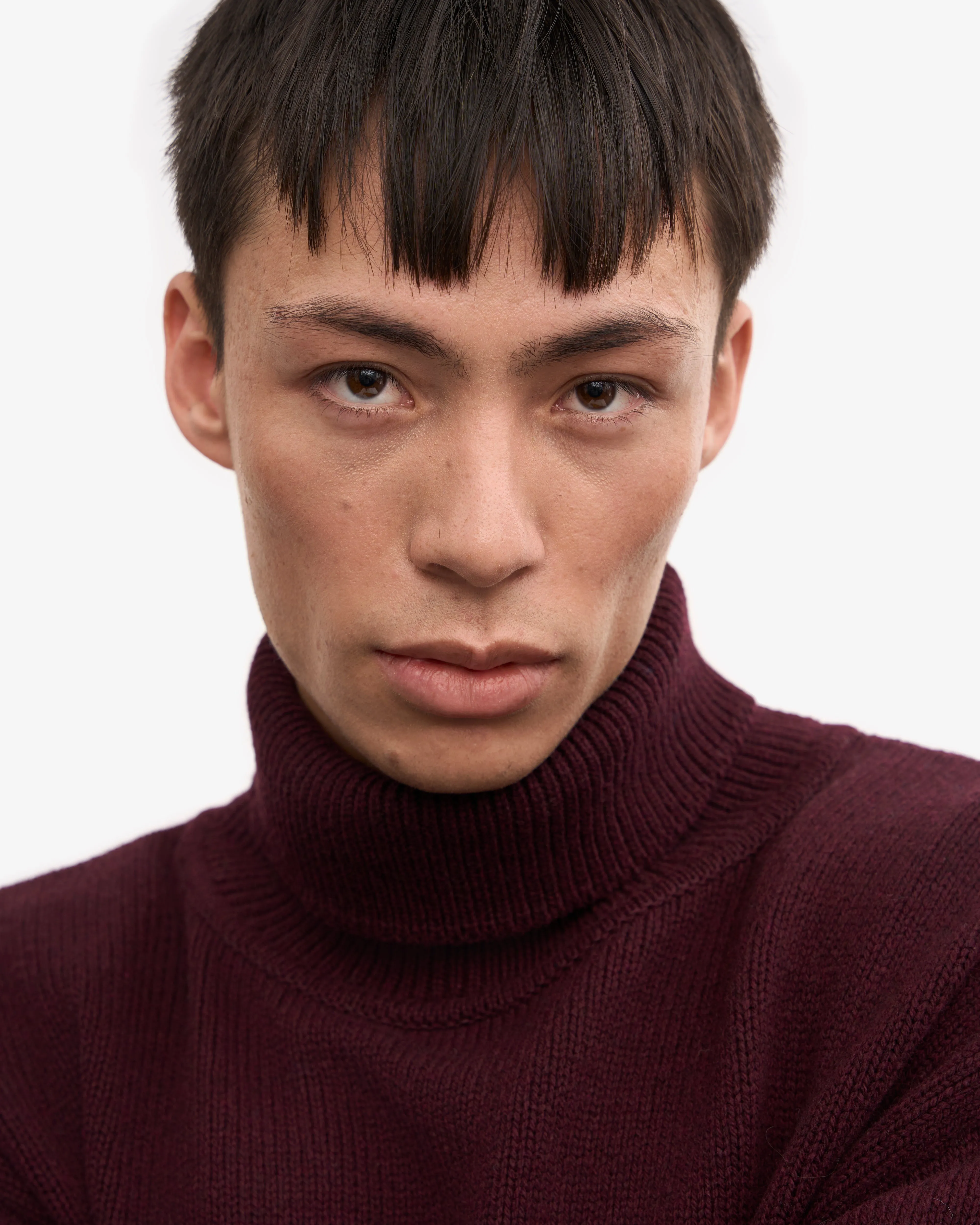 Merino Wool Turtleneck - Oxblood Red