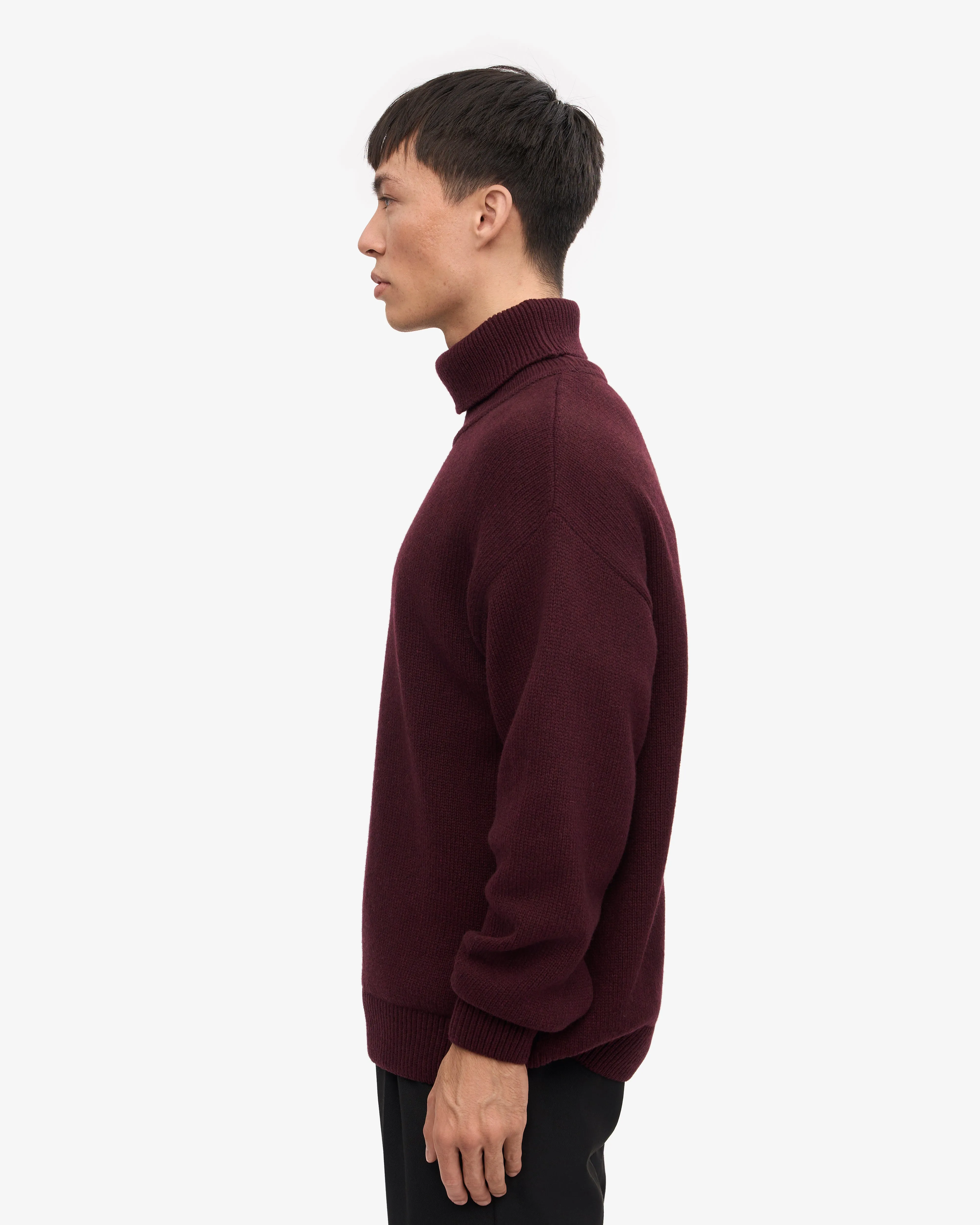 Merino Wool Turtleneck - Oxblood Red