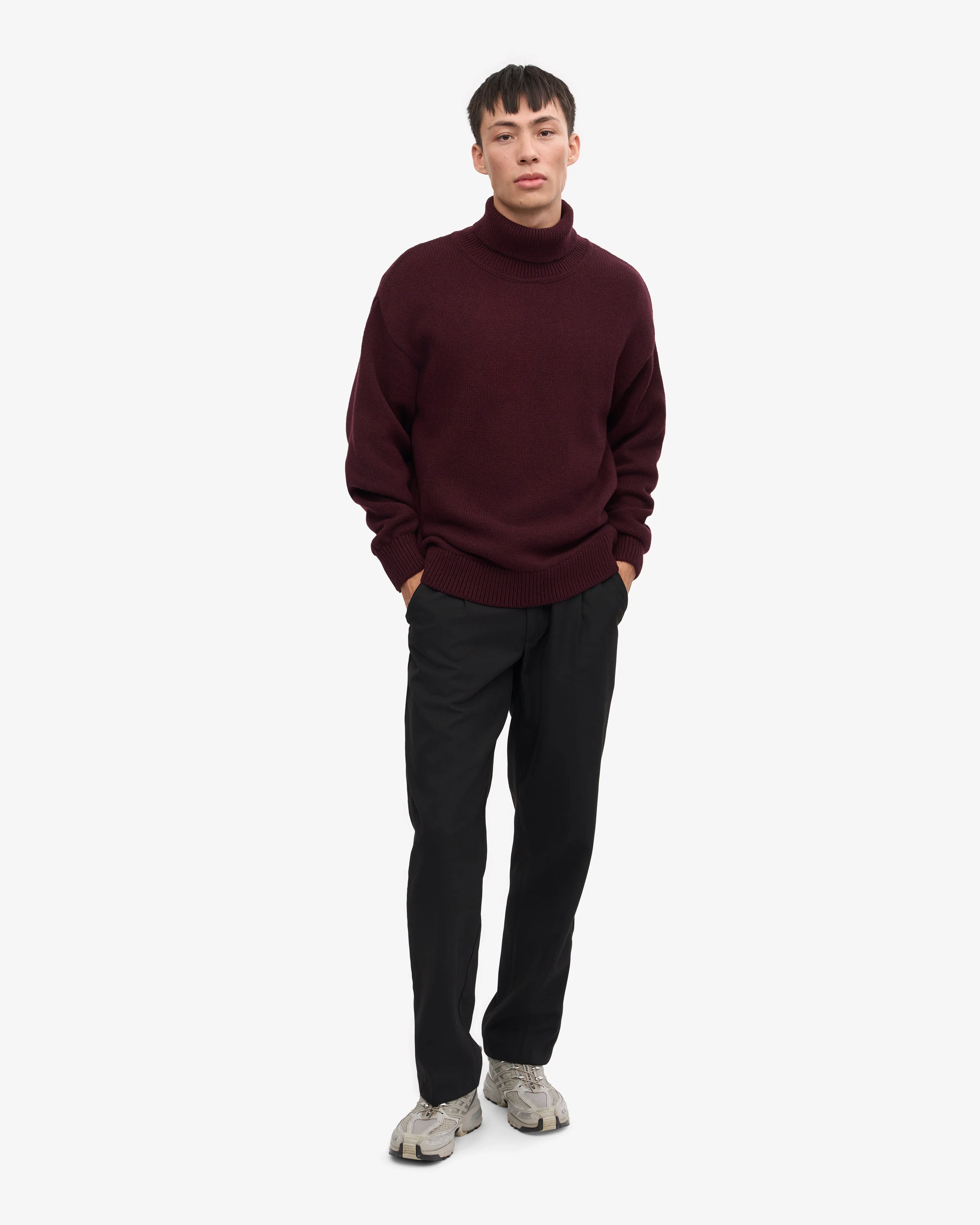 Merino Wool Turtleneck - Oxblood Red