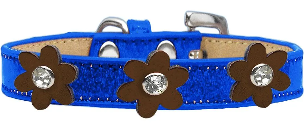 Metallic Flower Ice Cream Collar Blue With Bronze Flowers Size 12