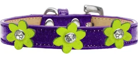 Metallic Flower Ice Cream Collar Purple With Metallic Lime Green Flowers Size 12