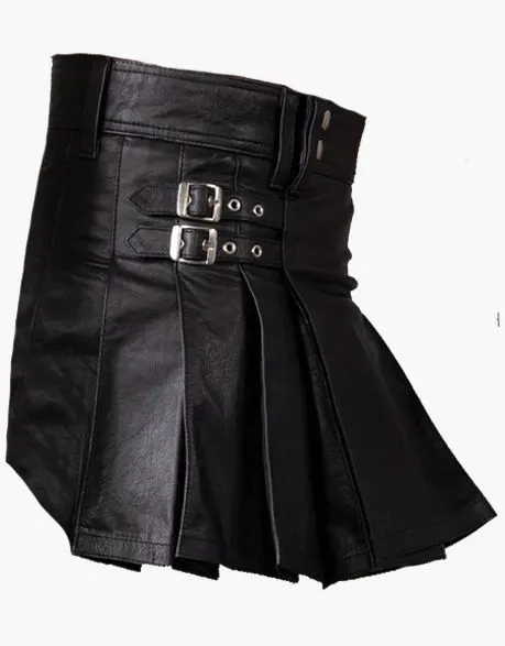 MINI KILT IN BLACK LEATHER