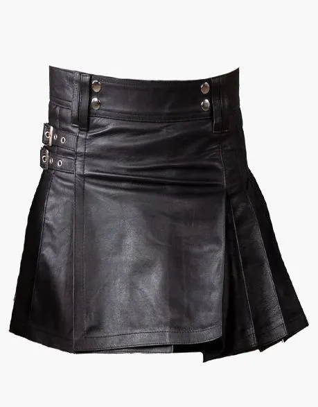 MINI KILT IN BLACK LEATHER