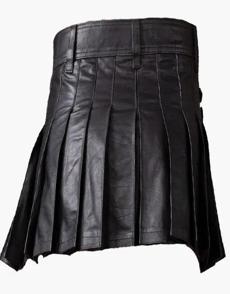 MINI KILT IN BLACK LEATHER