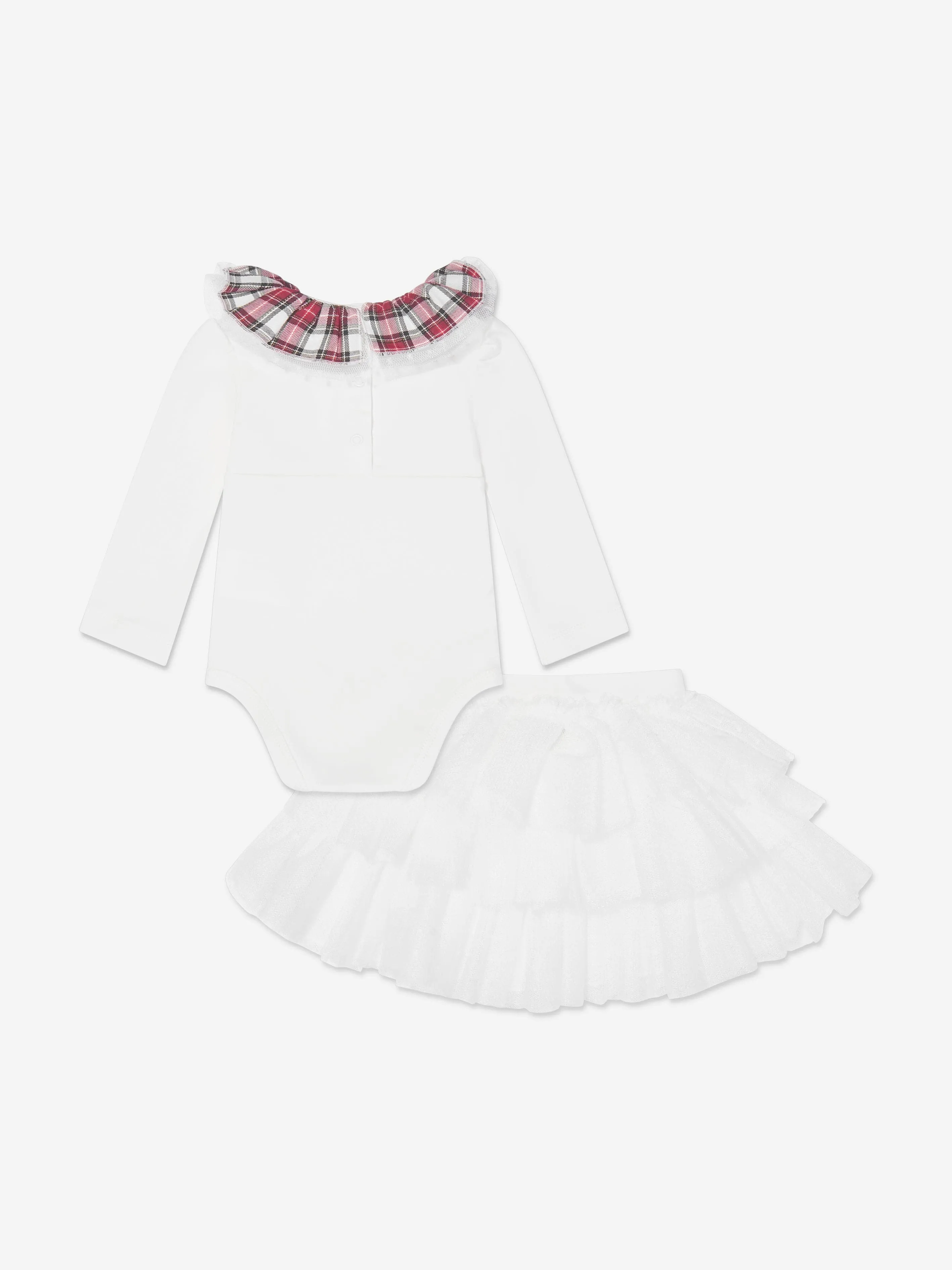 Monnalisa Baby Girls Bodysuit With Tulle Skirt in Ivory