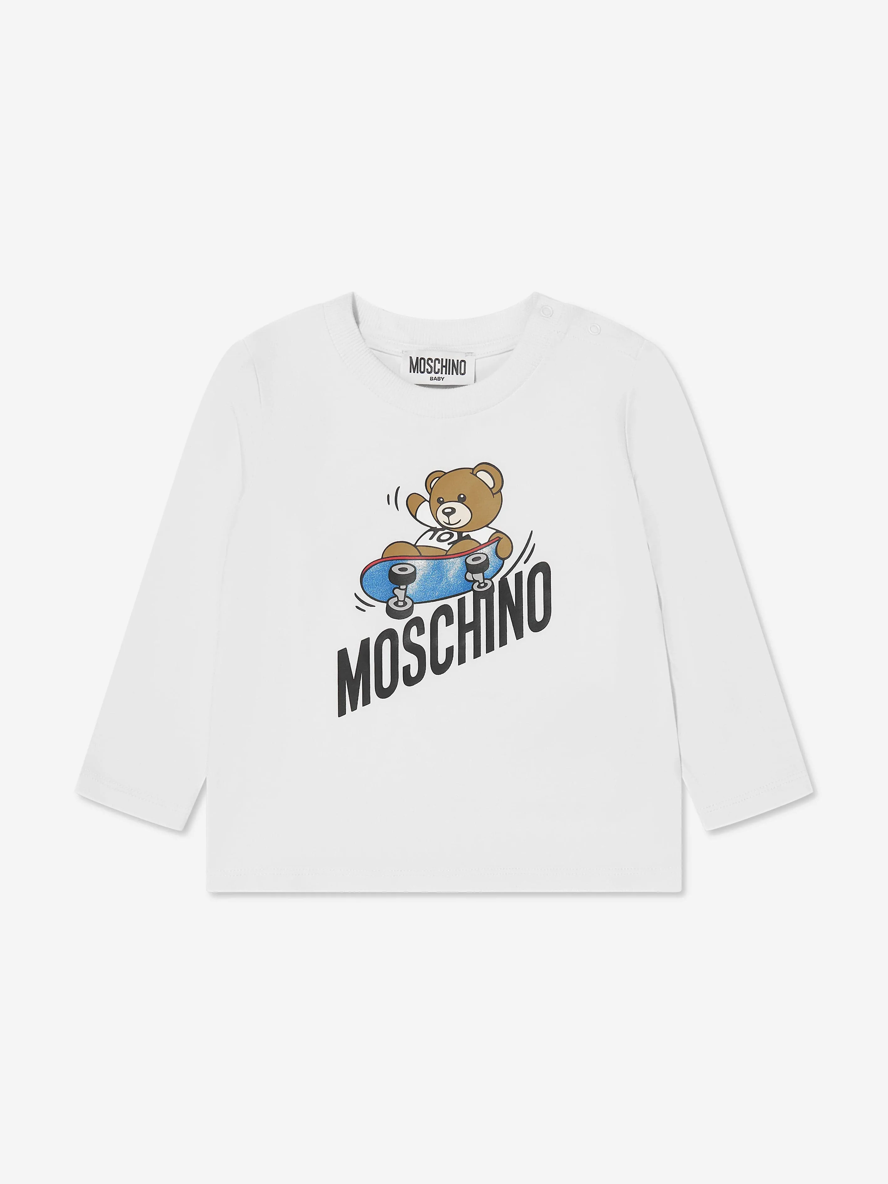 Moschino Baby Boys Long Sleeve Teddy T-Shirt in White