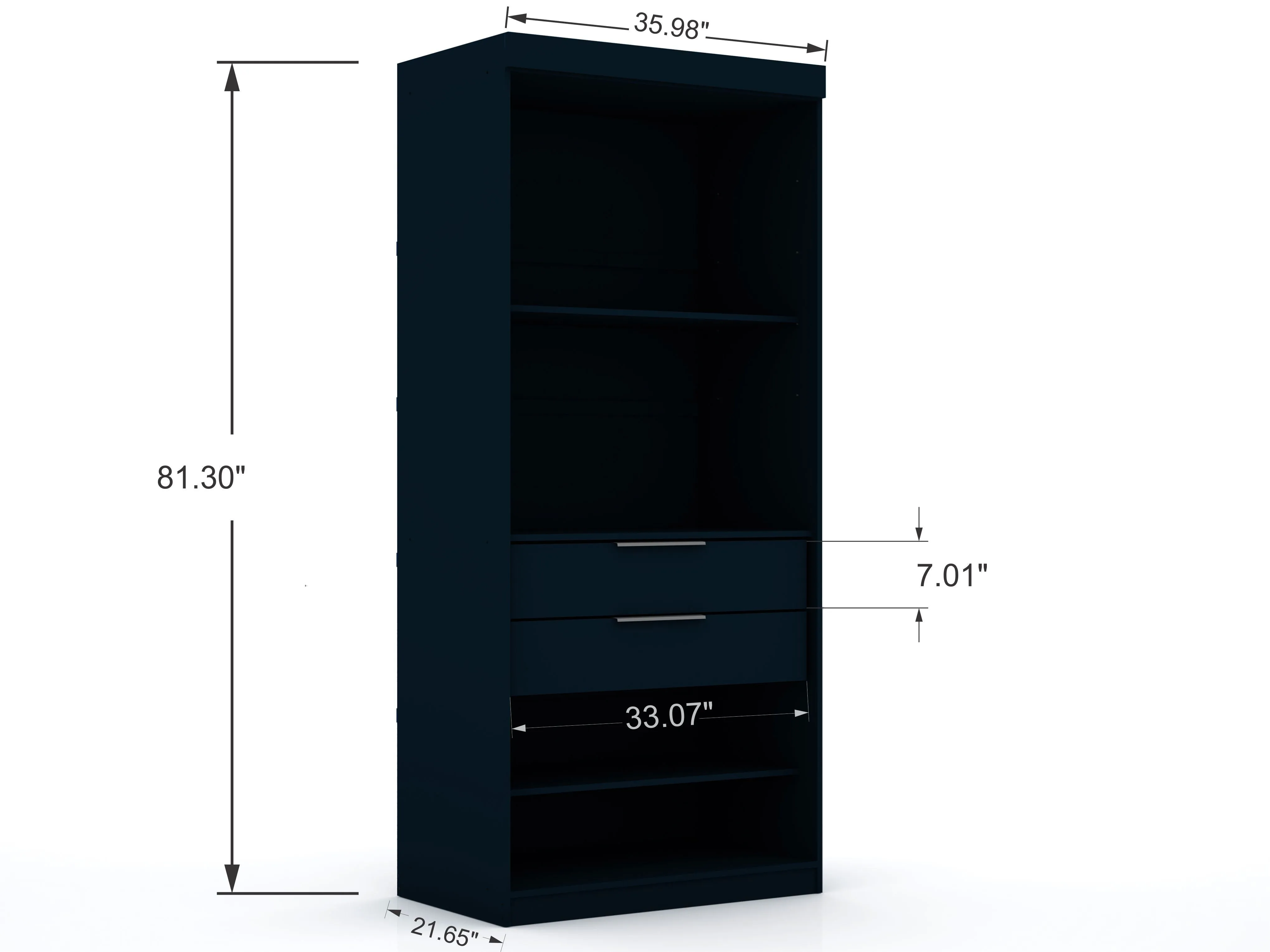 Mulberry 2.0 Modern 3 Sectional Wardrobe Closet with 6 Drawers - Set of 3 in Tatiana Midnight Blue