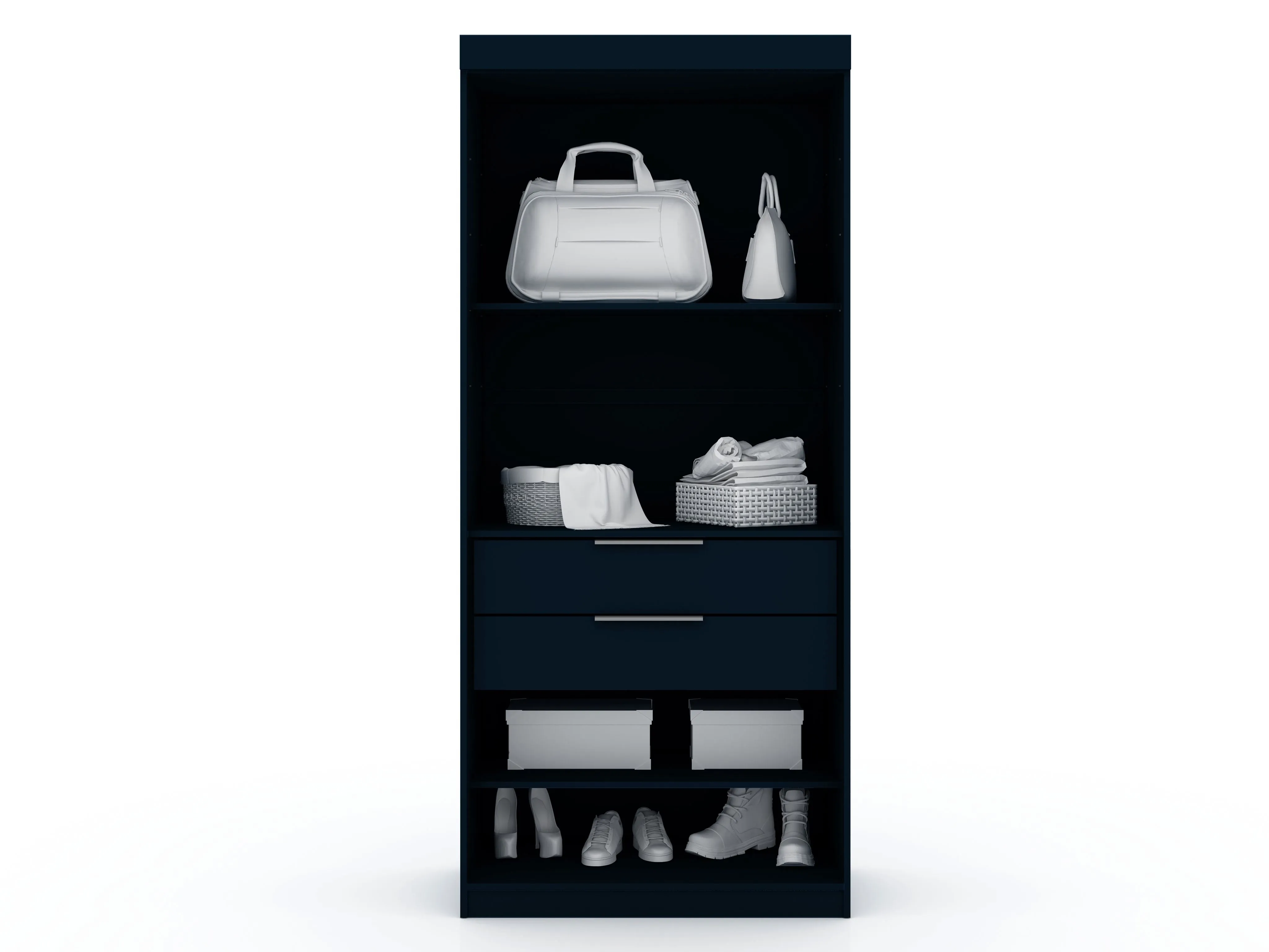 Mulberry 2.0 Modern 3 Sectional Wardrobe Closet with 6 Drawers - Set of 3 in Tatiana Midnight Blue