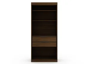 Mulberry Open 1 Sectional Modern Armoire Wardrobe Closet with 2 Drawers in Brown