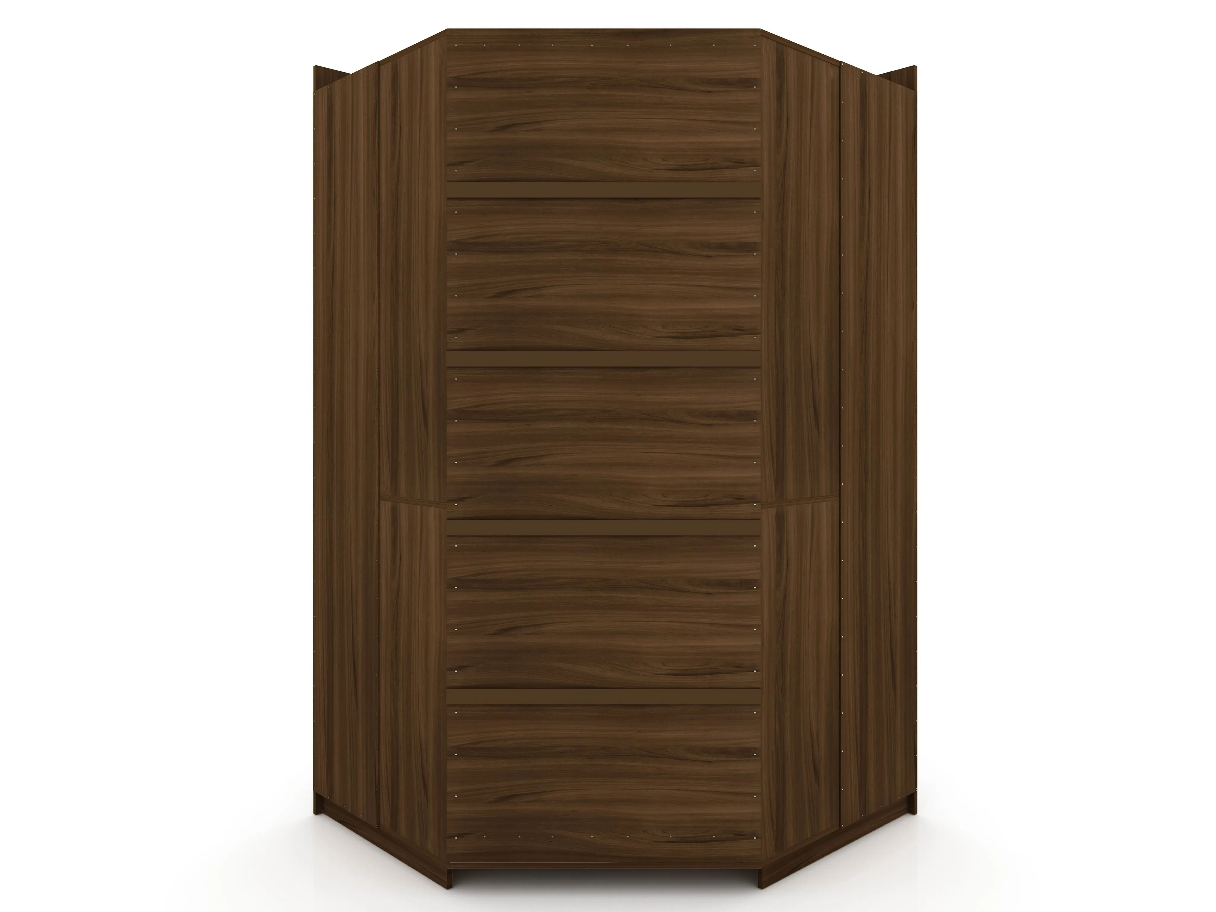 Mulberry Open 3 Sectional Modern Wardrobe Corner Closet with 4 Drawers - Set of 3 in Brown