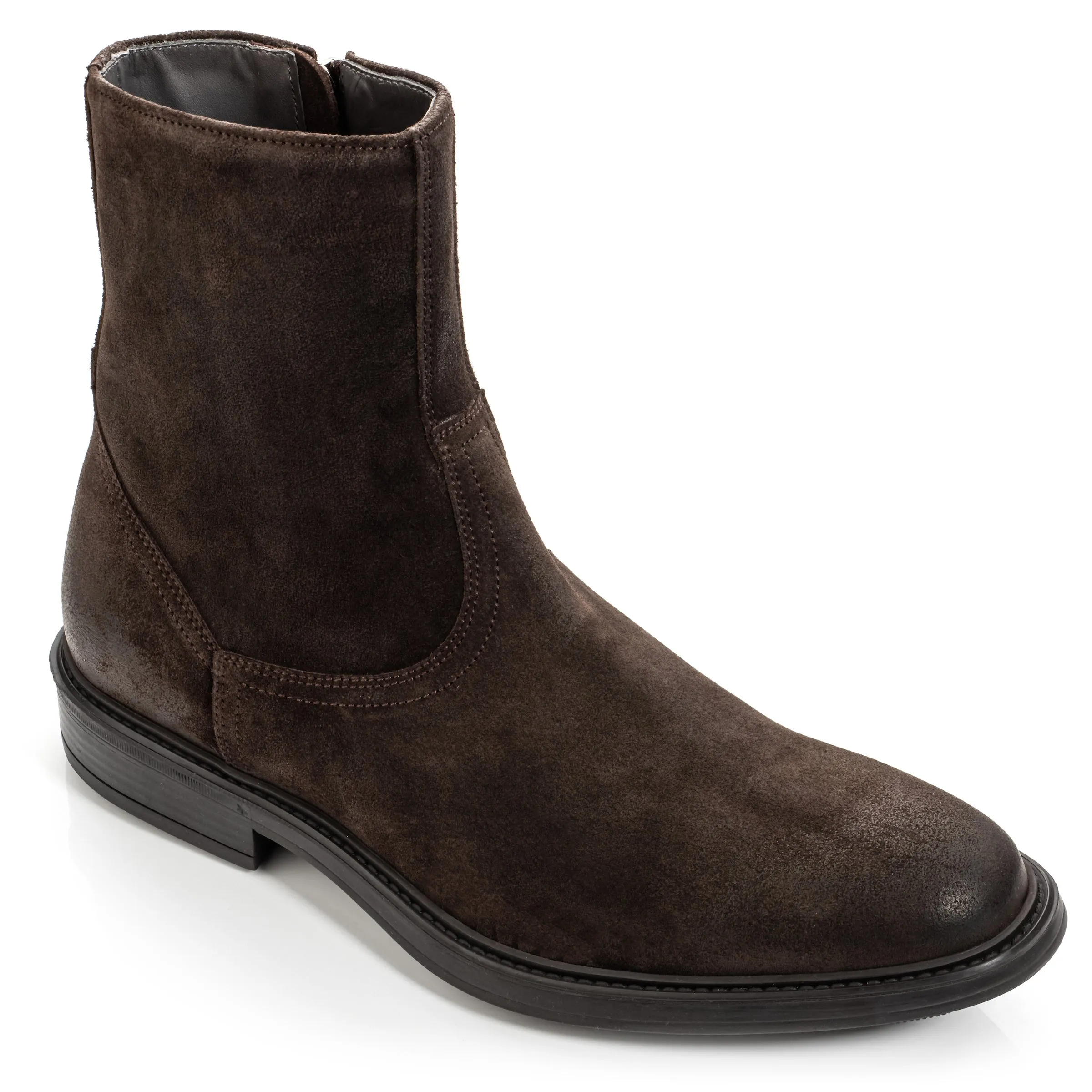 Muller Dark Brown Waxed Suede Zip Boot