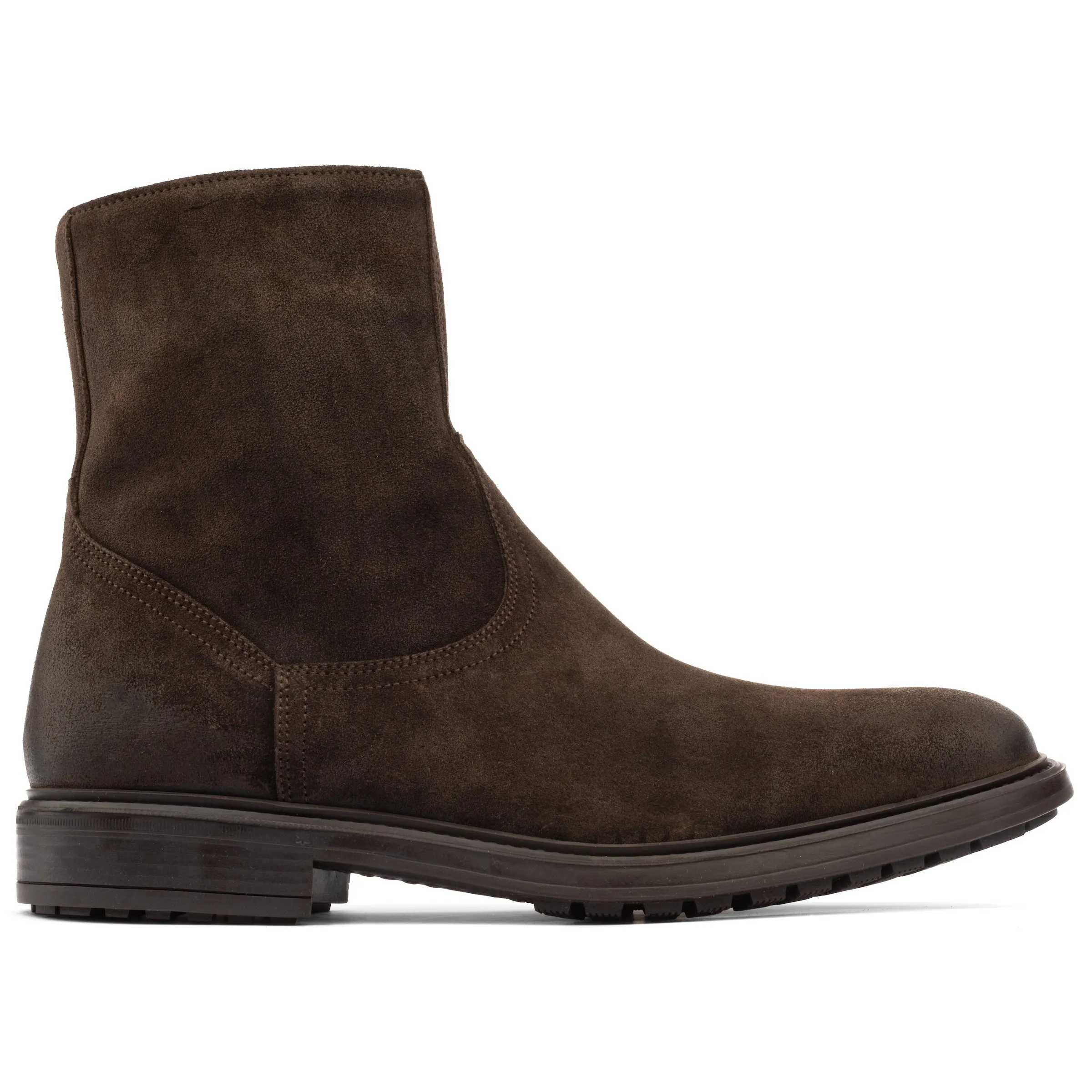 Muller Dark Brown Waxed Suede Zip Boot