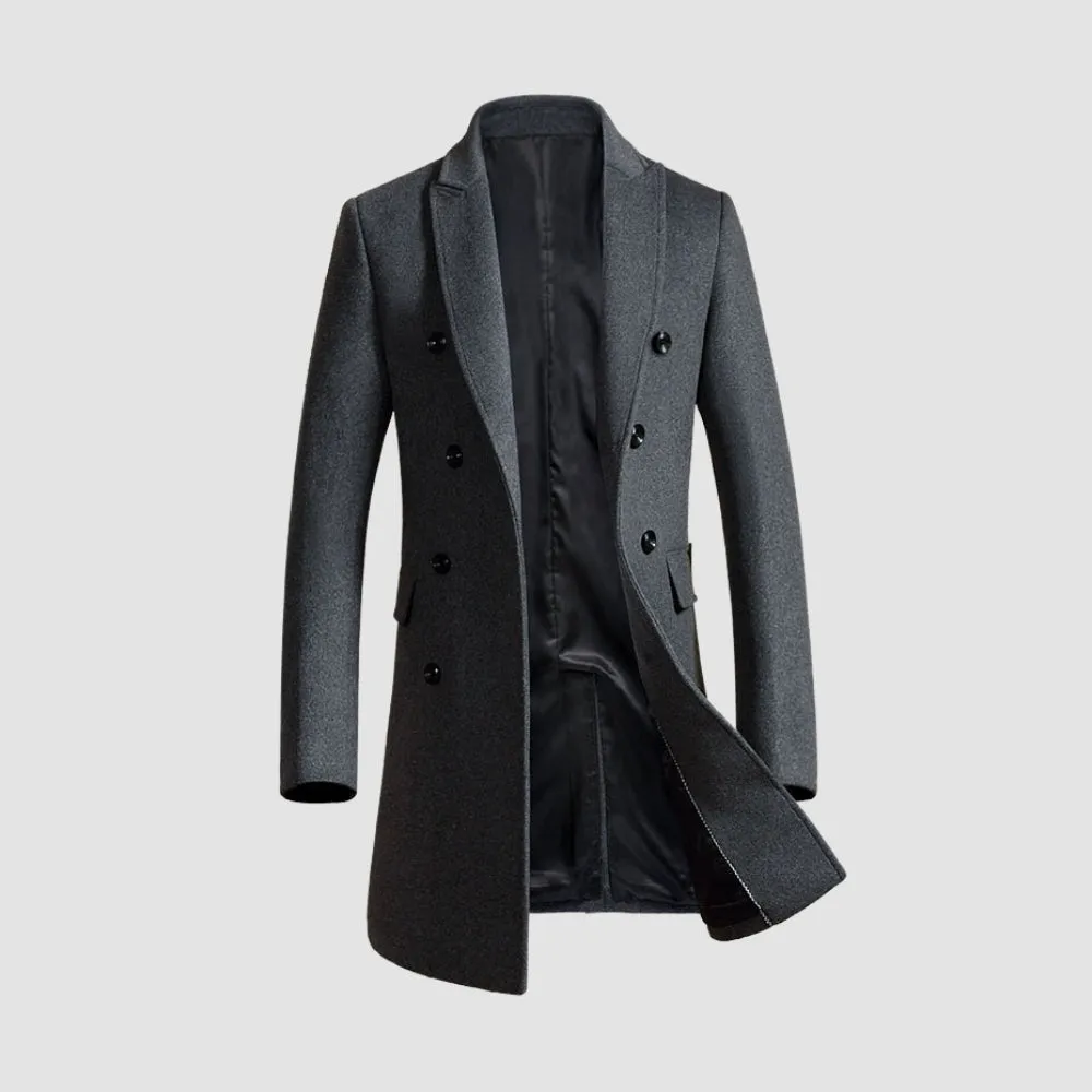 MV Mid-Length Double-Breasted Woolen Coat