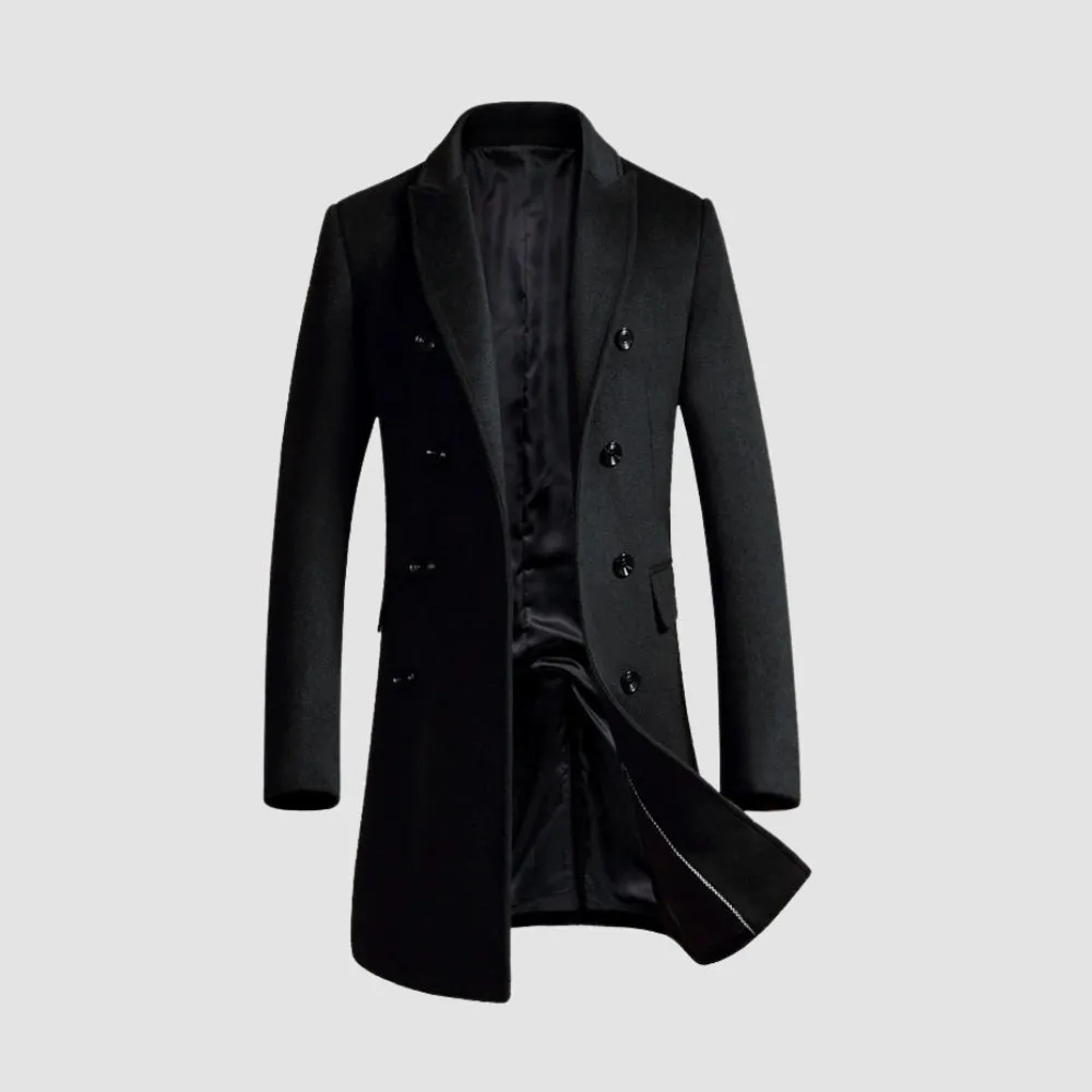 MV Mid-Length Double-Breasted Woolen Coat