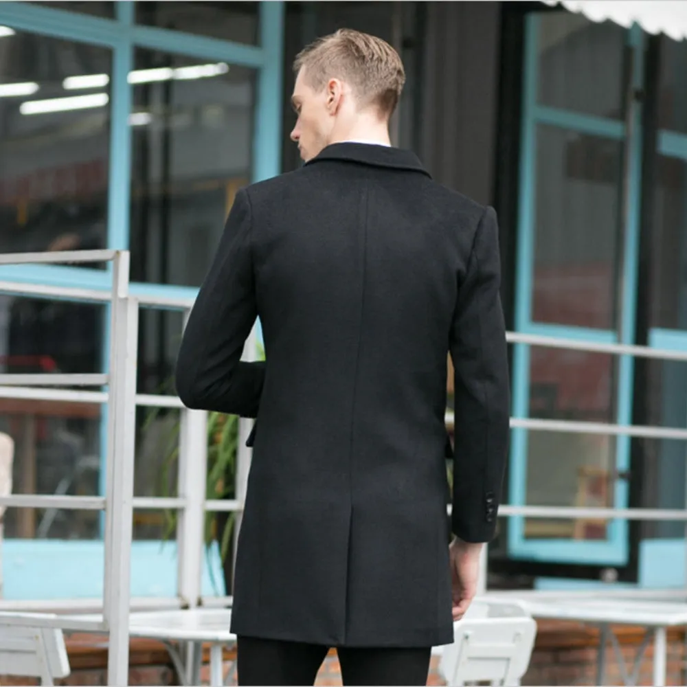 MV Mid-Length Double-Breasted Woolen Coat