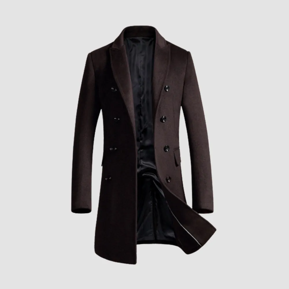 MV Mid-Length Double-Breasted Woolen Coat