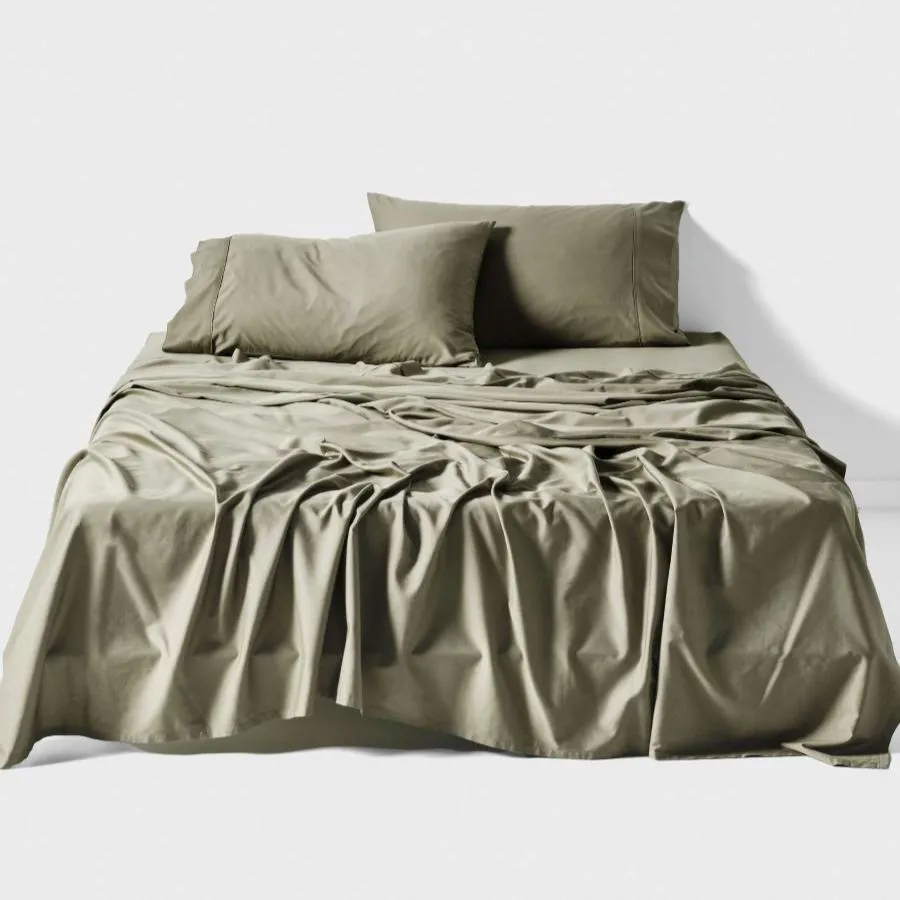 Nara Bamboo Cotton 400TC Sheet Set MOSS by LINEN HOUSE