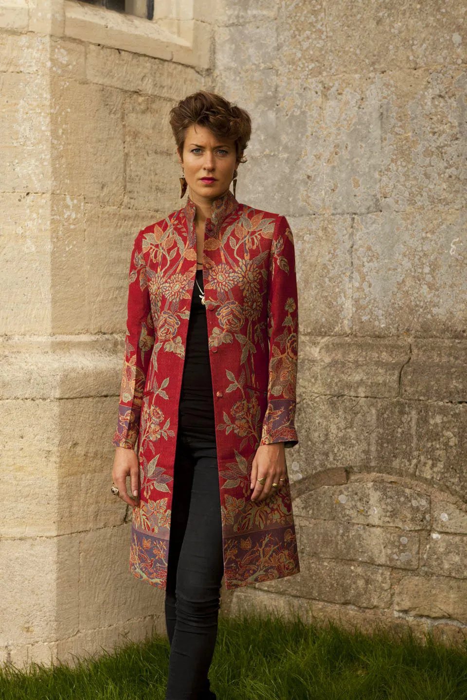 Nehru Coat in Venetian Red