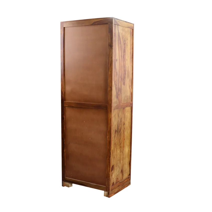 Noric Handcarved 1 Door Wardrobe with Wheel Castor