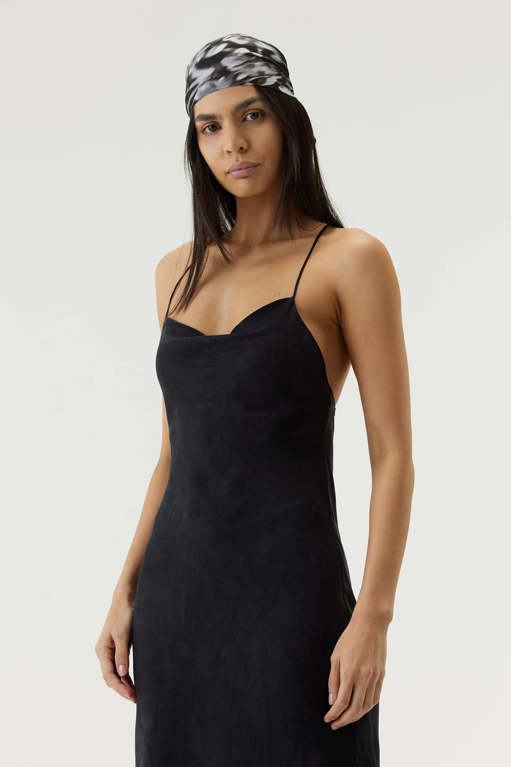 PAISLEY BIAS SLIP DRESS | BLACK