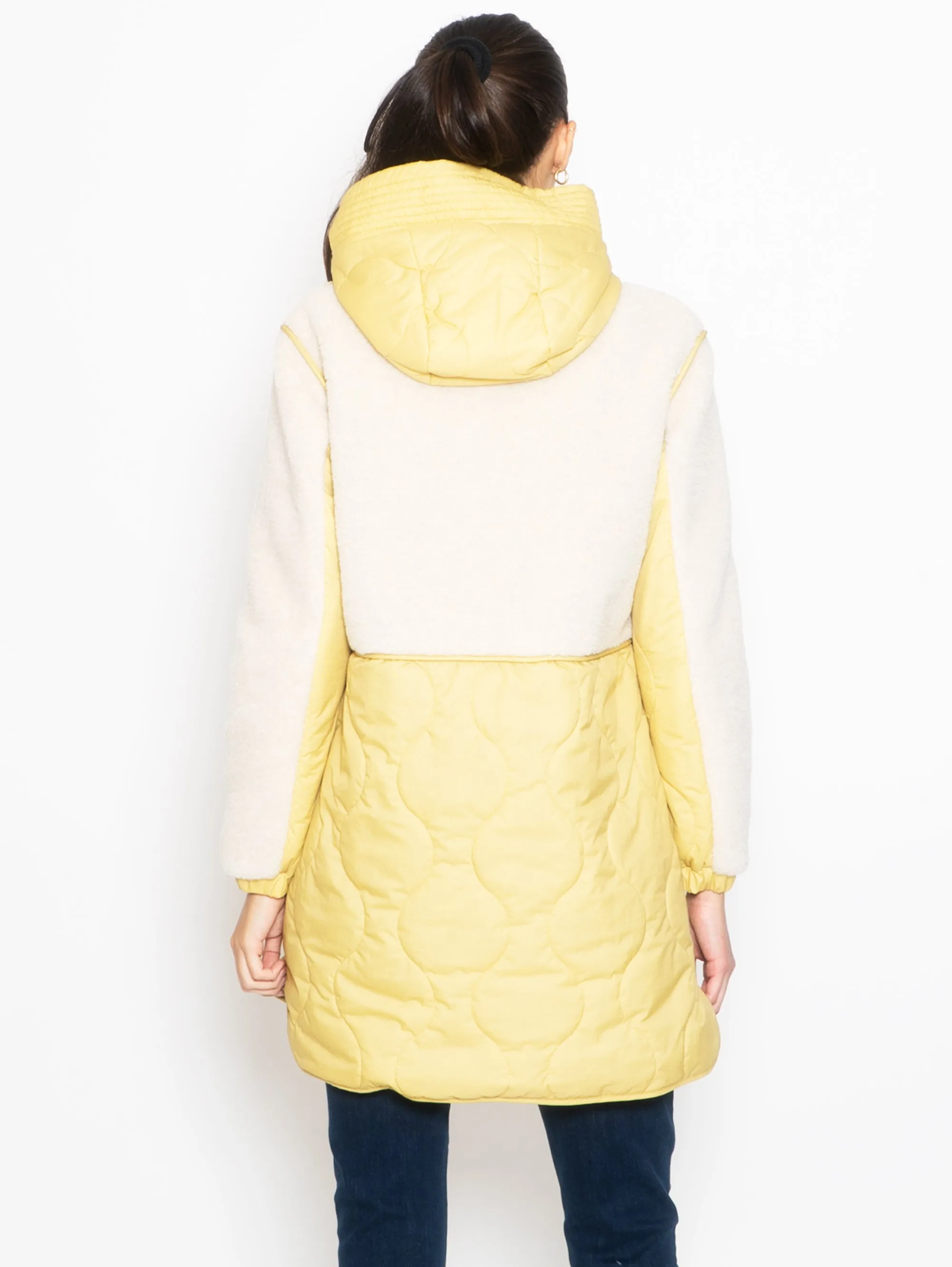 Parka in Pile e Nylon Giallo