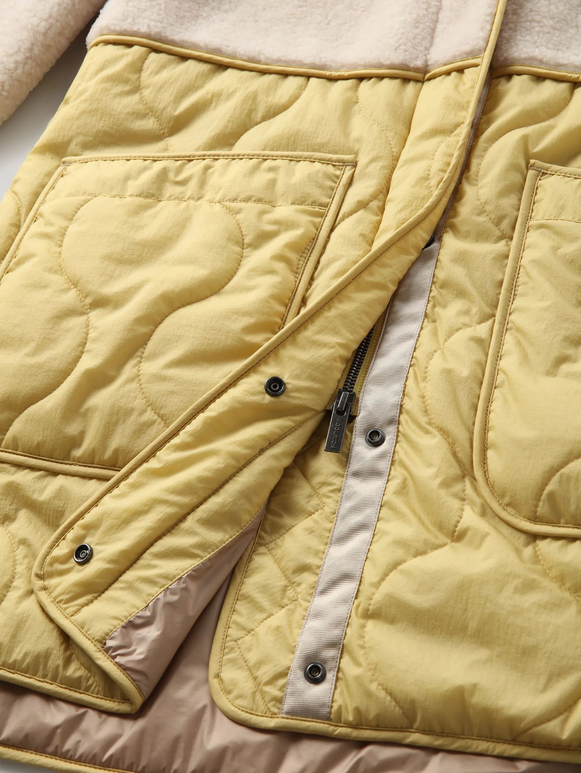 Parka in Pile e Nylon Giallo