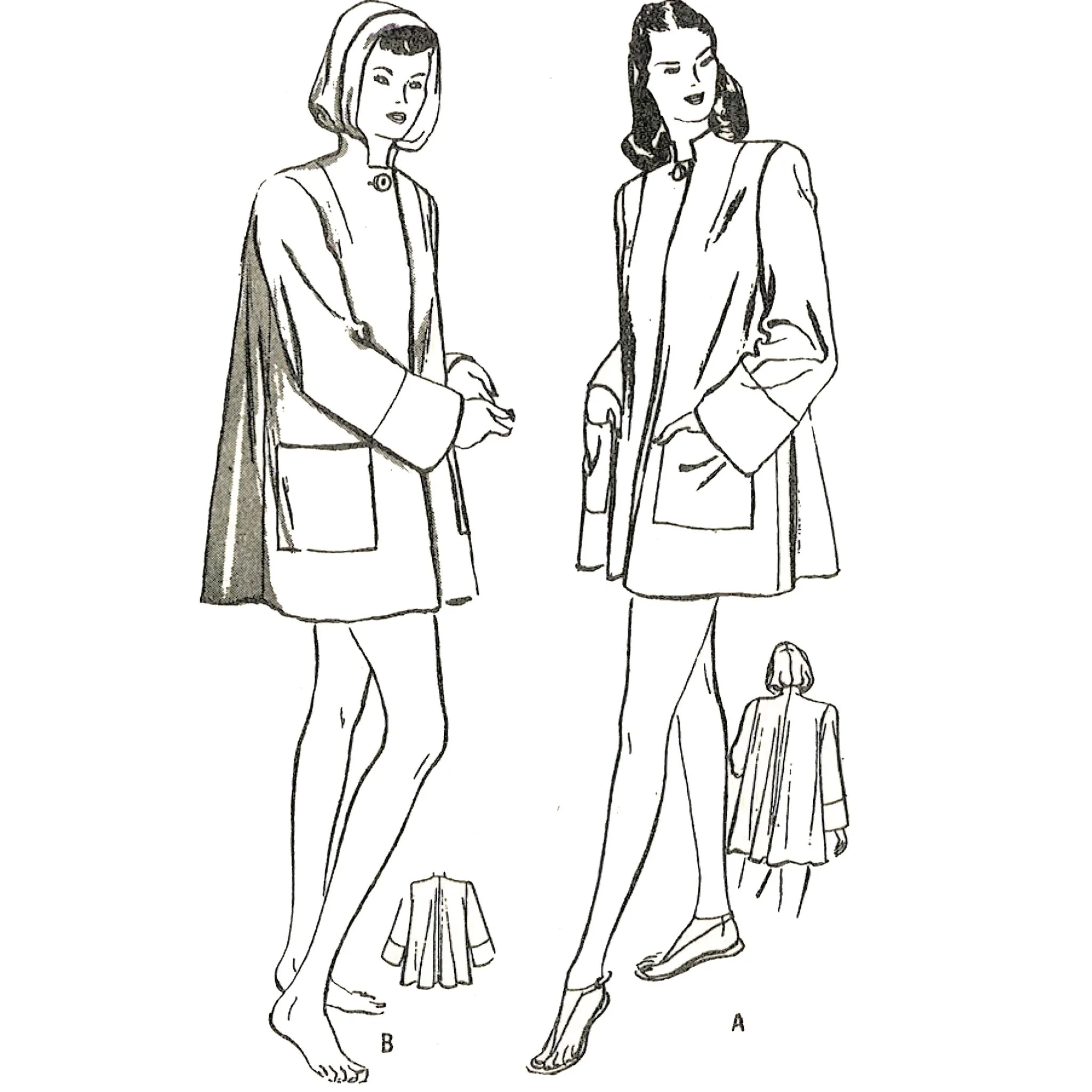 PDF - 1940s Pattern, 'Rita' Flared Beachwear Coat, Optional Hood -  Bust 36” (91cm) - Instantly  Print at Home