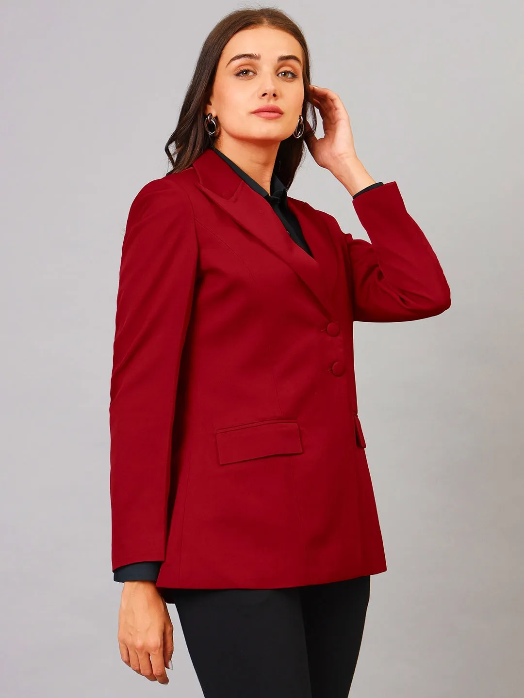 Peaked Lapel collar Red Blazer