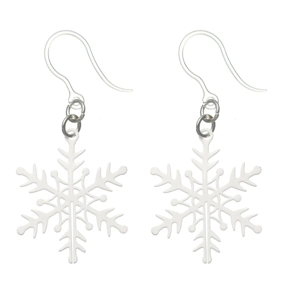 Perfect Snowflake Dangles Hypoallergenic Earrings for Sensitive Ears Made with Plastic Posts