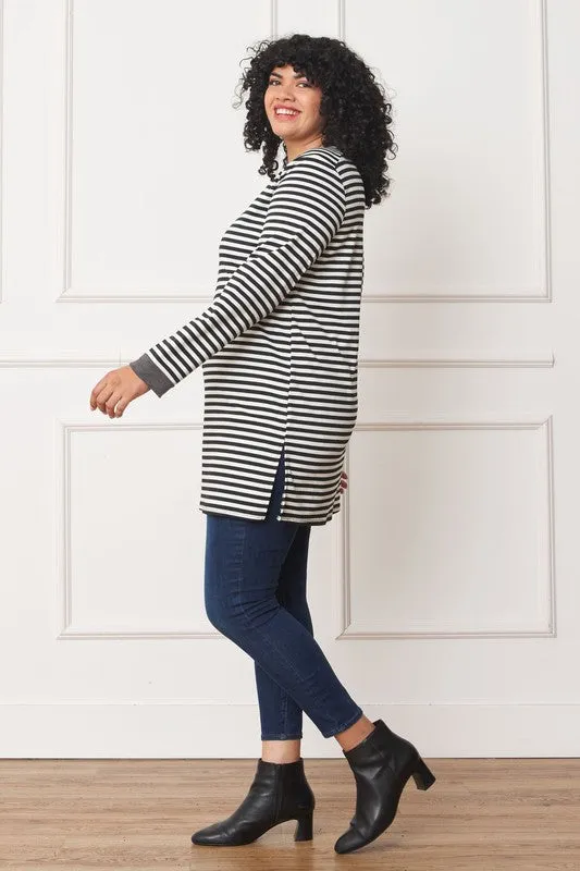 Plus Stripe V-Stich Tunic