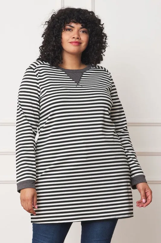 Plus Stripe V-Stich Tunic