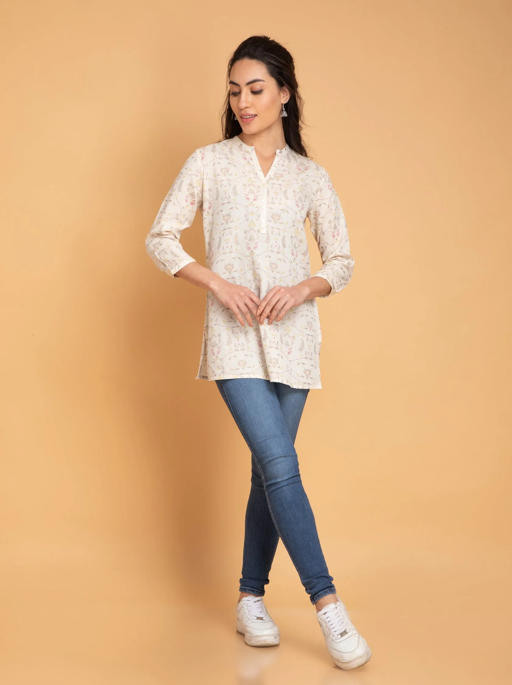 Printed Rayon Linen Top