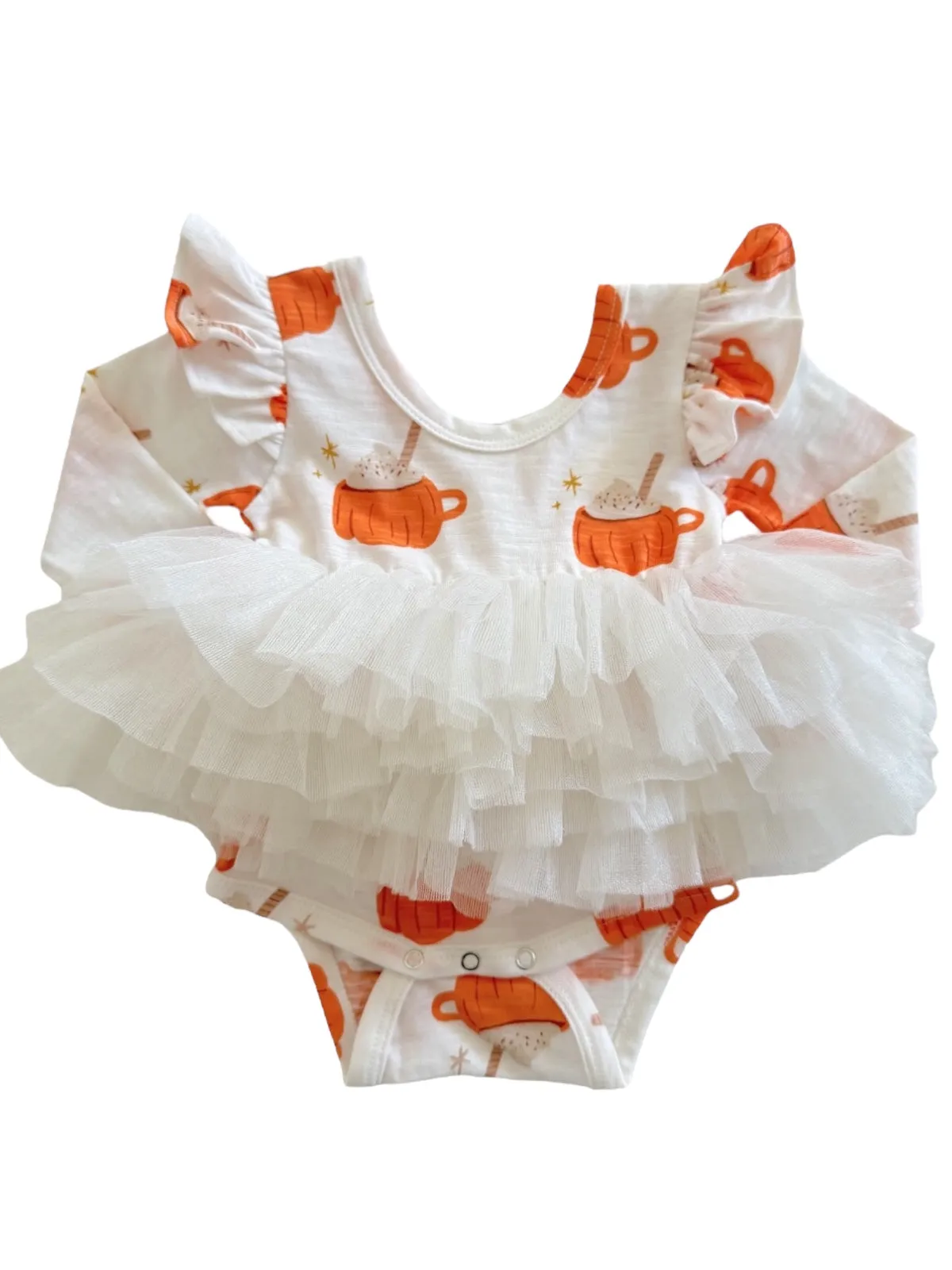 Pumpkin Mug / Organic Long Sleeve Tutu Bodysuit