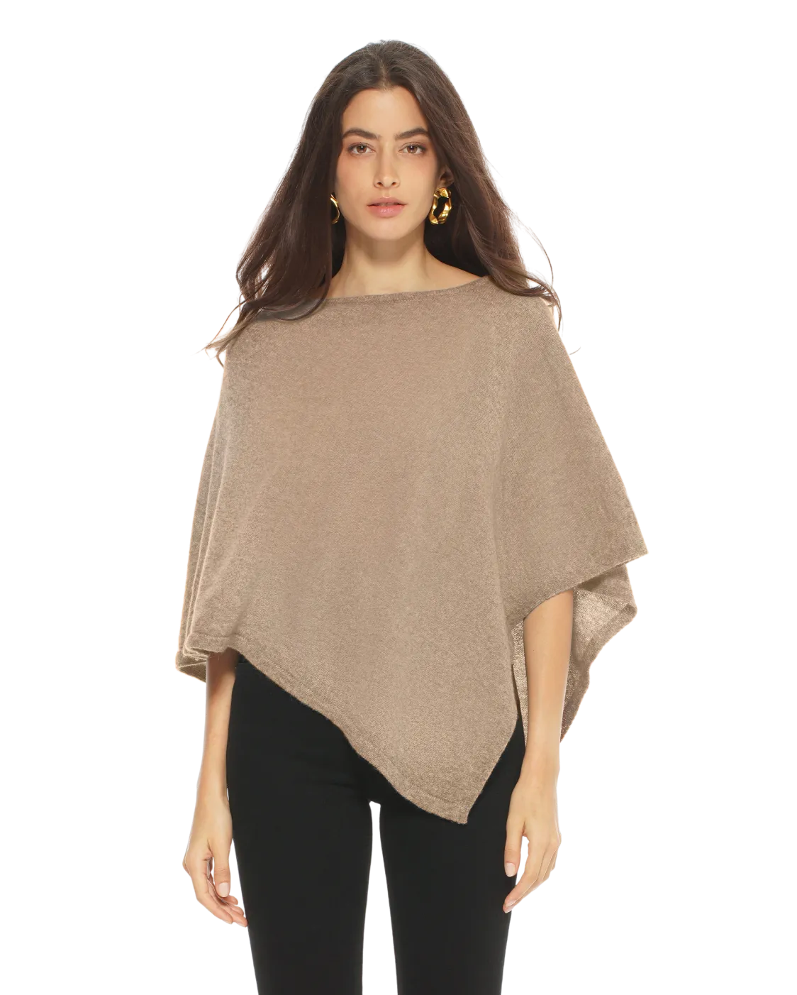 Pure Cashmere Capelet Poncho Taupe