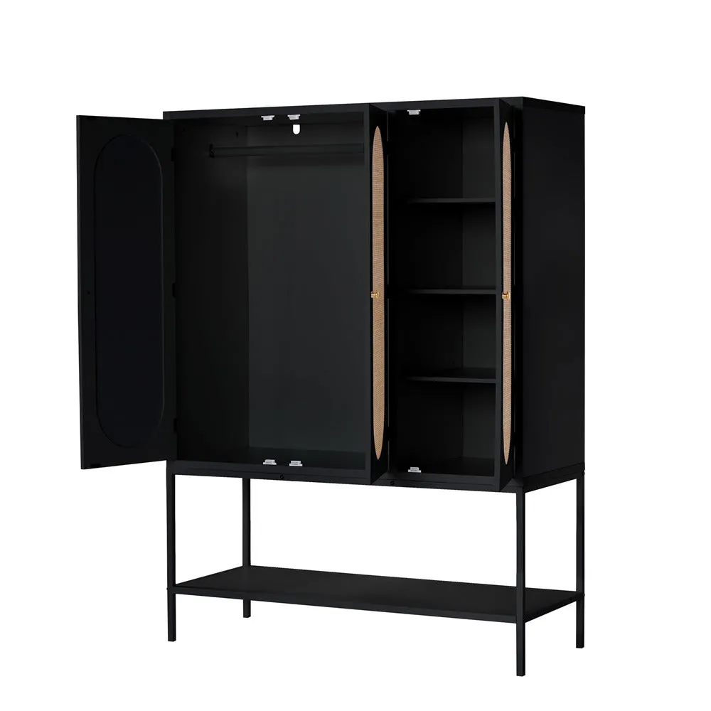 Rattan Freestanding Wardrobe Storage Cabinet with 3 Doors