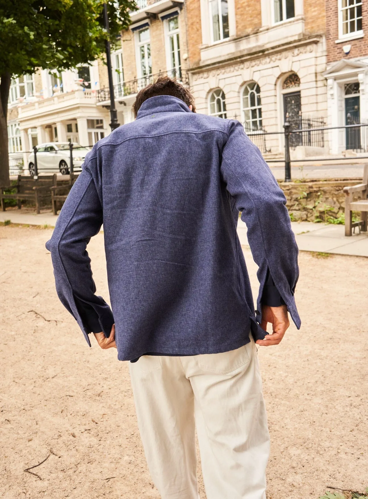 Recycled Piccadilly Cross Weave Blue Overshirt