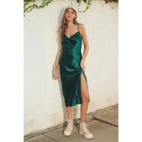 Reflection Cowl Neck Slip Dress Hunter Green