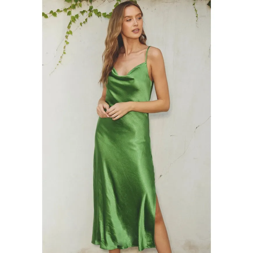 Reflection Cowl Neck Slip Dress Ibiza Green