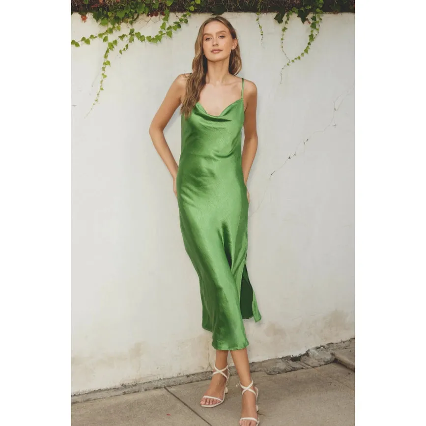 Reflection Cowl Neck Slip Dress Ibiza Green