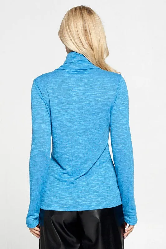 Renee C Extra Soft Slub Jersey Spandex Turtleneck Top