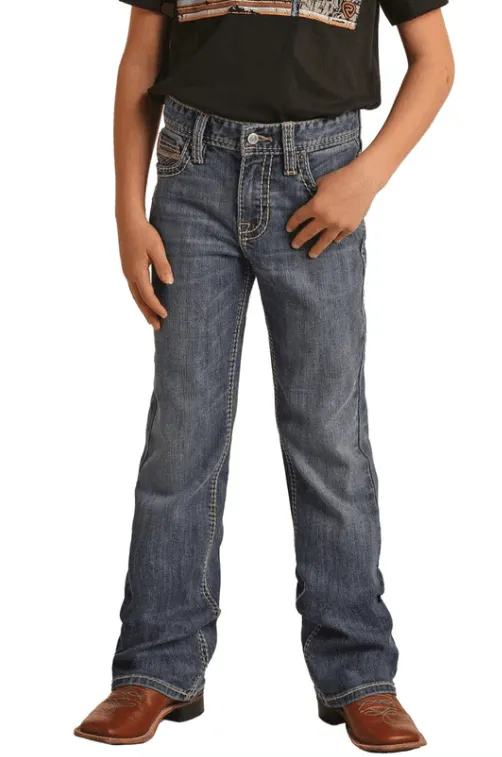 Rock & Roll Cowboy Boy's "BB Gun" Stitched Boot Cut Jeans BB0BD04259