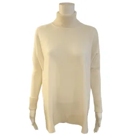 Roll Collar Cashmere Tunic in Winter White