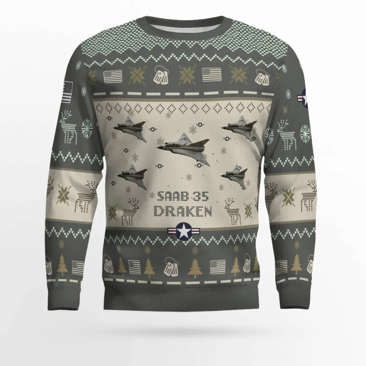 Saab 35 Draken Aircraft Ugly Sweater, Ugly Sweater Christmas Shirt for Men Dad Veteran