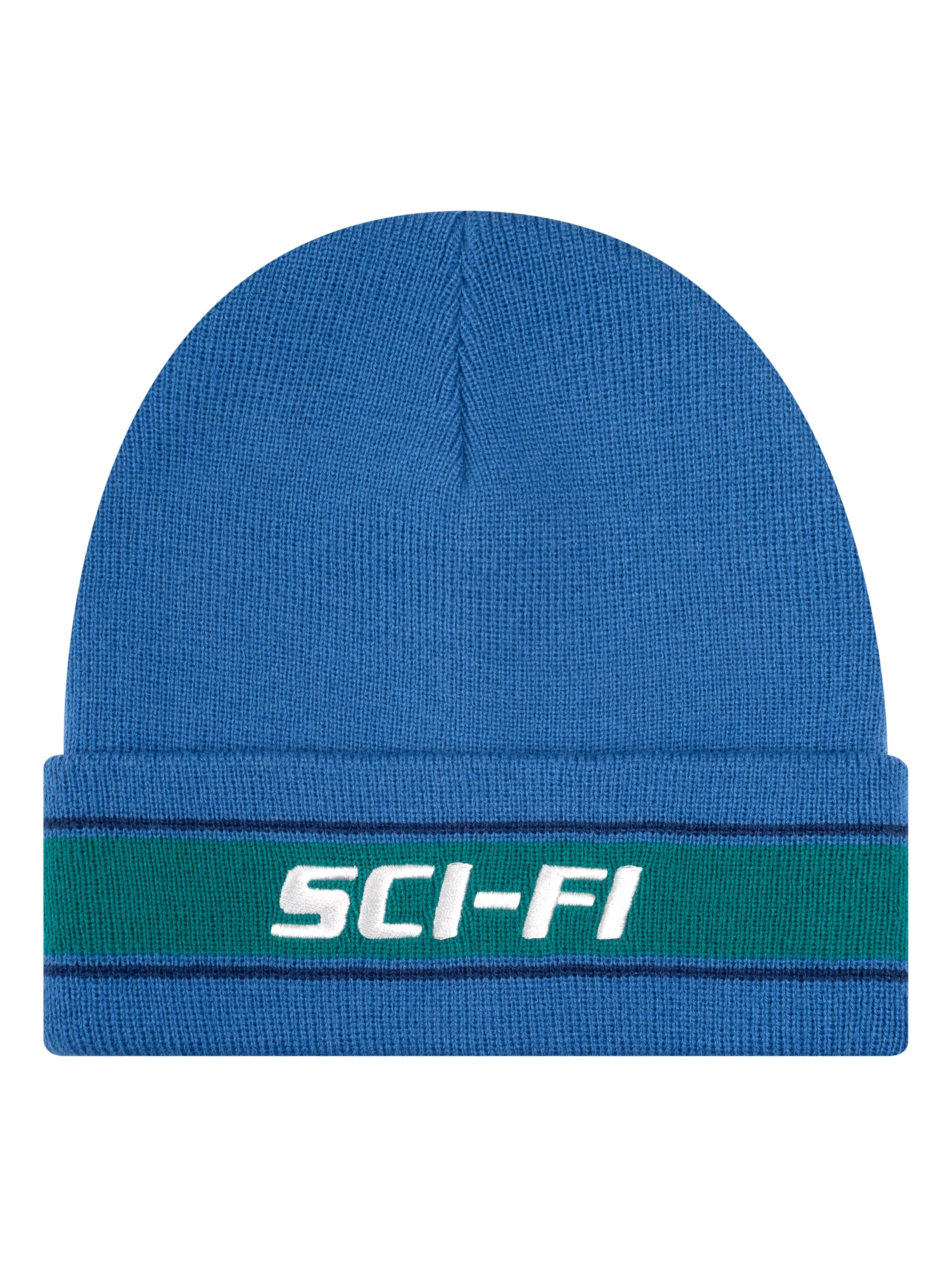Sci Fi Fantasy Stripe Fold Beanie - Blue