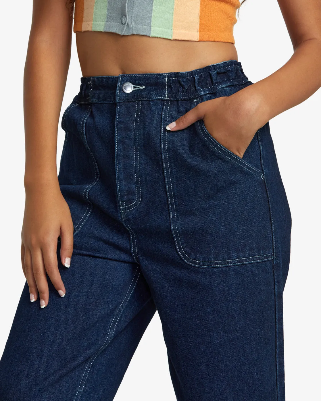 Scrunchie Jeans - Dark Indigo