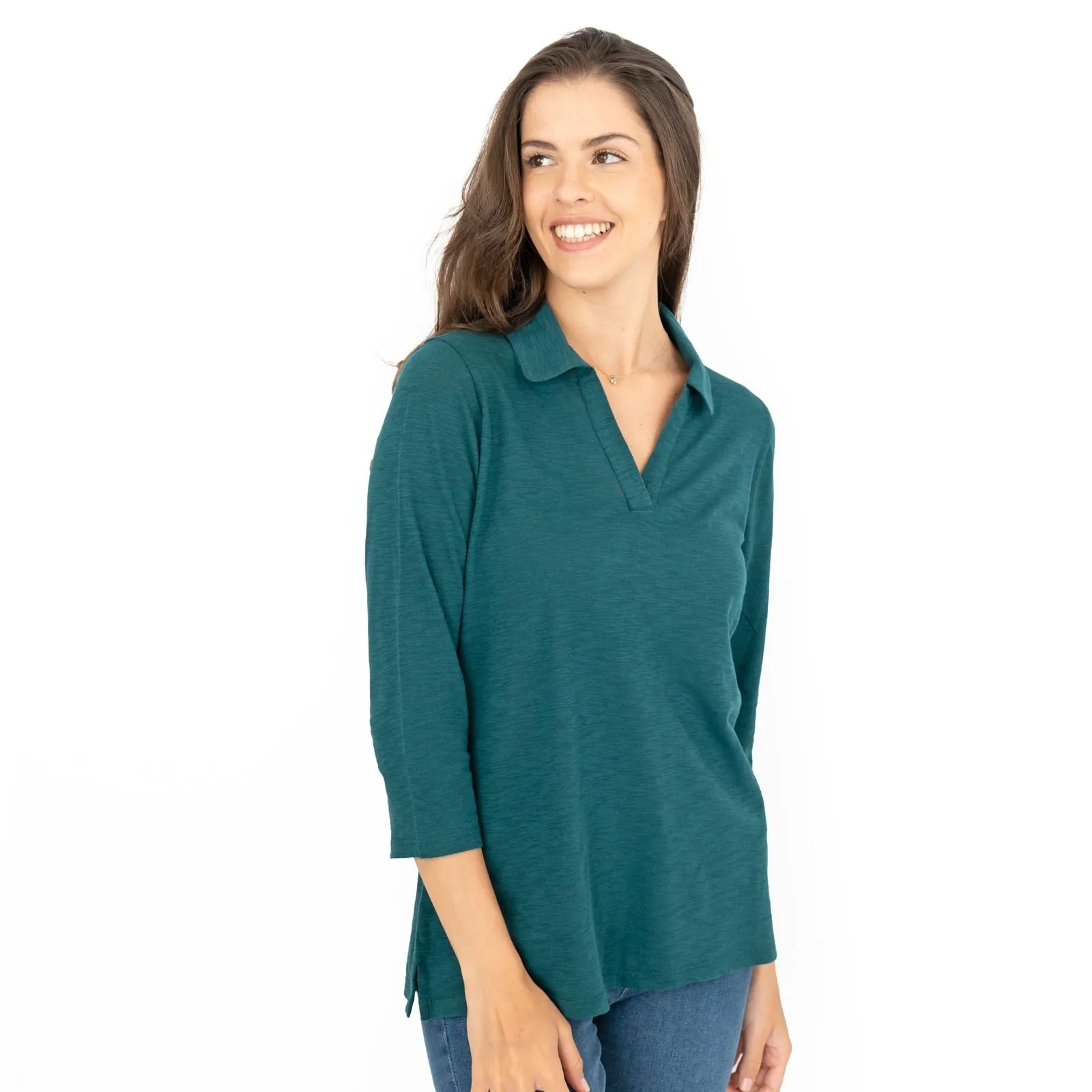 Seasalt Wavecrest Dark Green 3/4 Sleeve Top