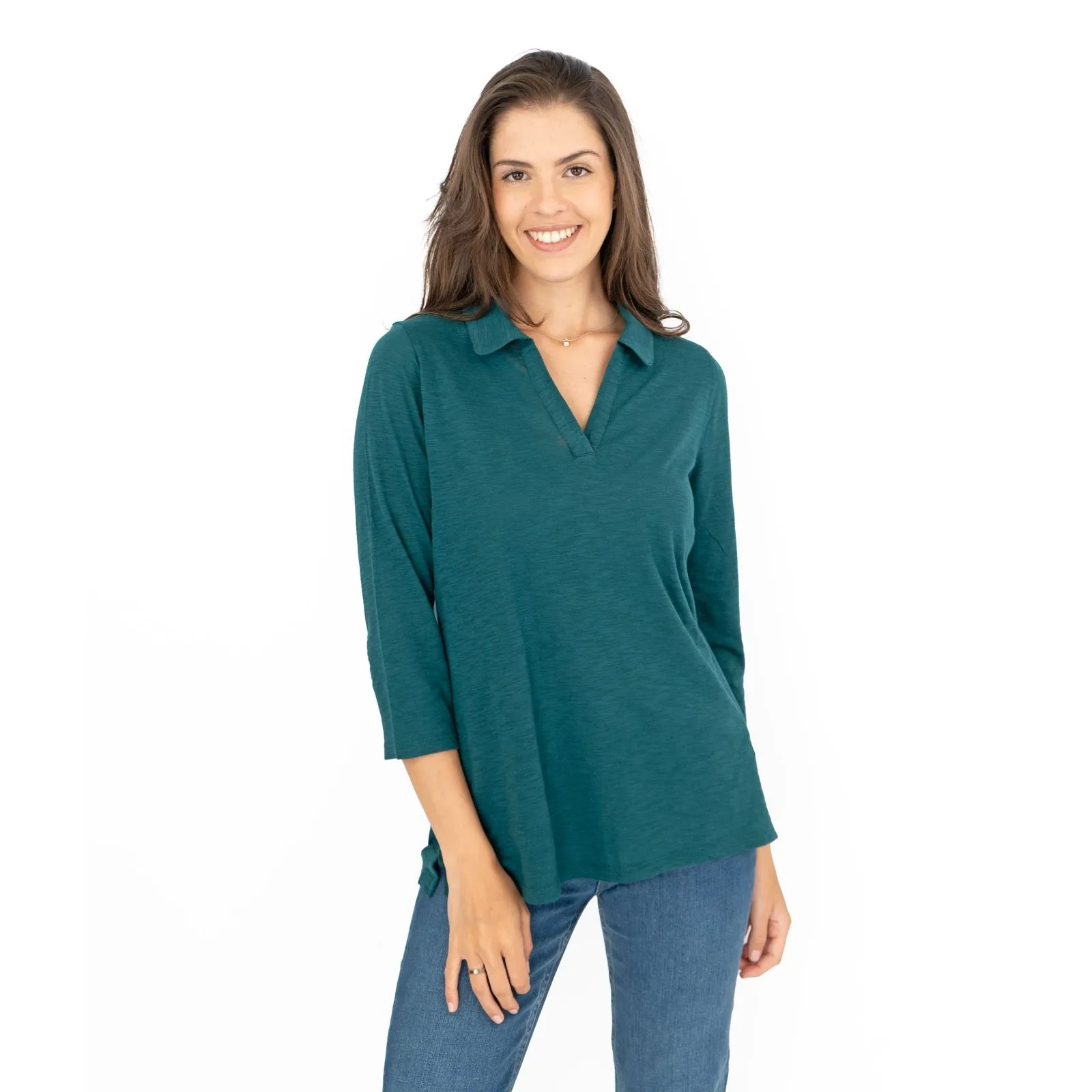 Seasalt Wavecrest Dark Green 3/4 Sleeve Top