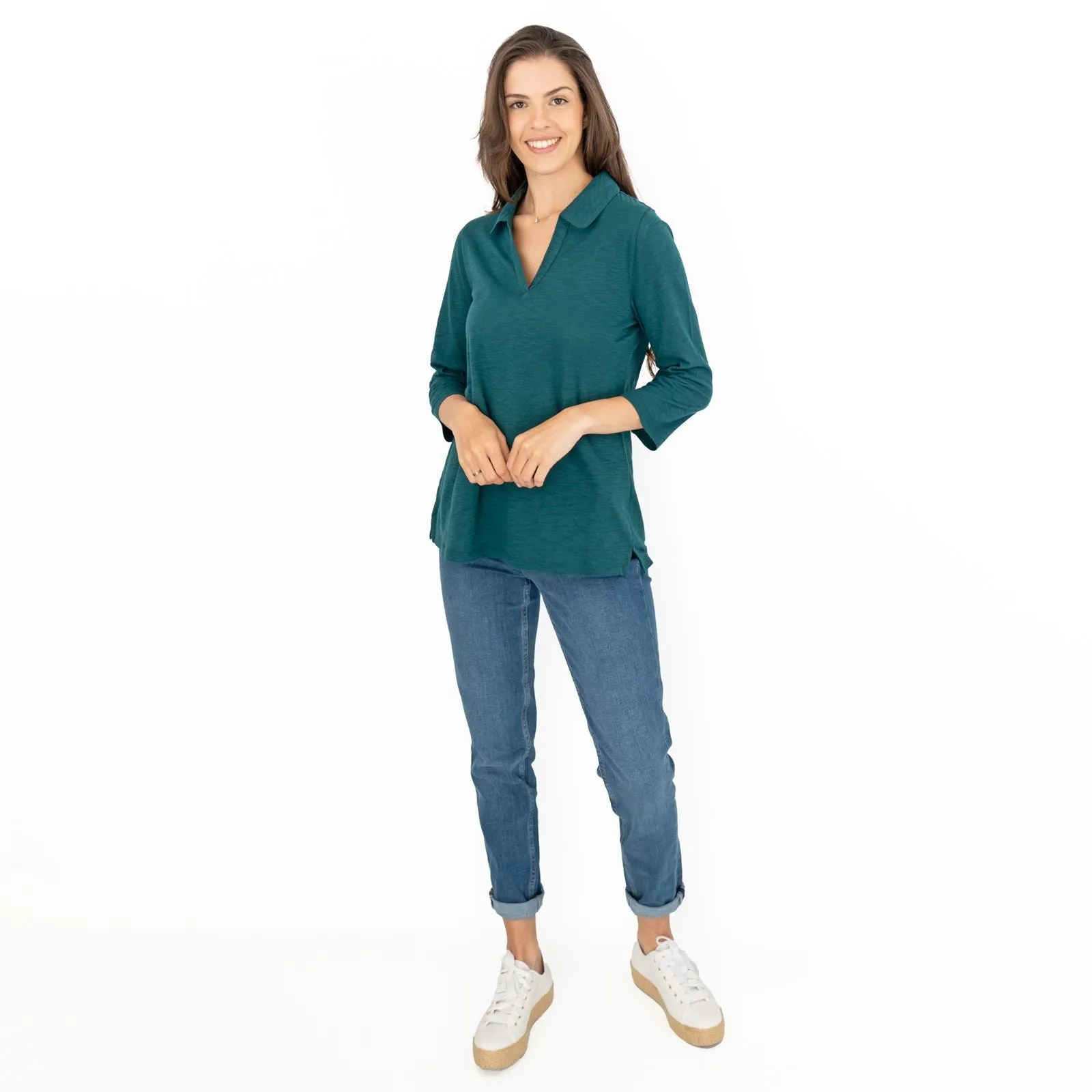 Seasalt Wavecrest Dark Green 3/4 Sleeve Top